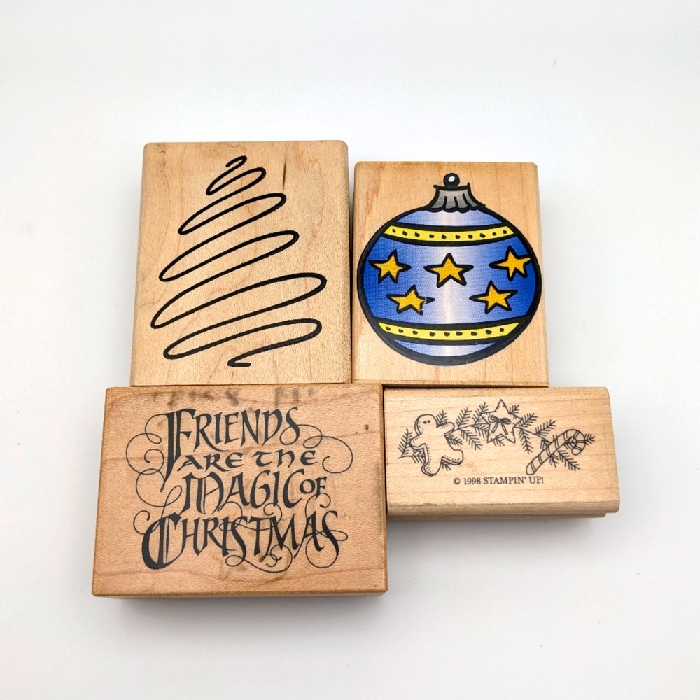 🎨STAMPS BOGO 50% OFF🎨 Set of 4 Christmas/Holiday Rubber Stamps Scrapbook Cards